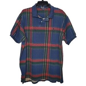 Vintage‎ 90s Polo Ralph Lauren Mens XL Made In USA Polo Shirt Multicolor Plaid
